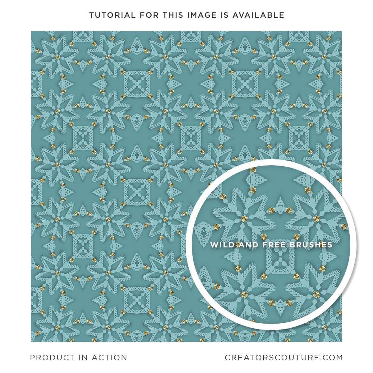 Hand-drawn Tropical Vine & Leaf Photoshop Pattern Brushes, blue snowflake pattern