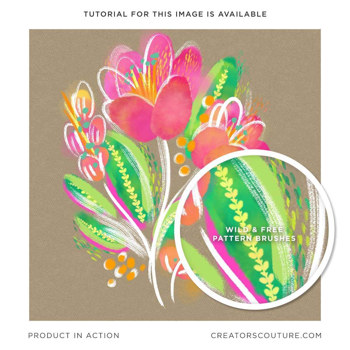 Hand-drawn Tropical Vine & Leaf Photoshop Pattern Brushes, watercolor flower illustration