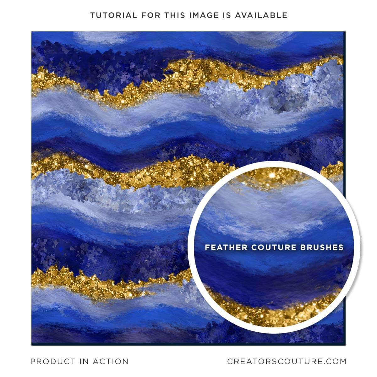 abstract sapphire crystal digital background with gold accents, close up of feather brush strokes created in Photoshop
