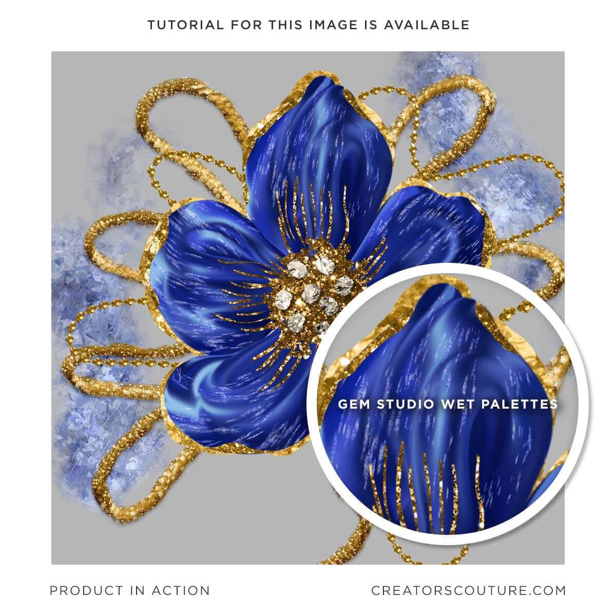 Gem, Crystal, & Birthstone Photoshop Brushes, sapphire flower illustration