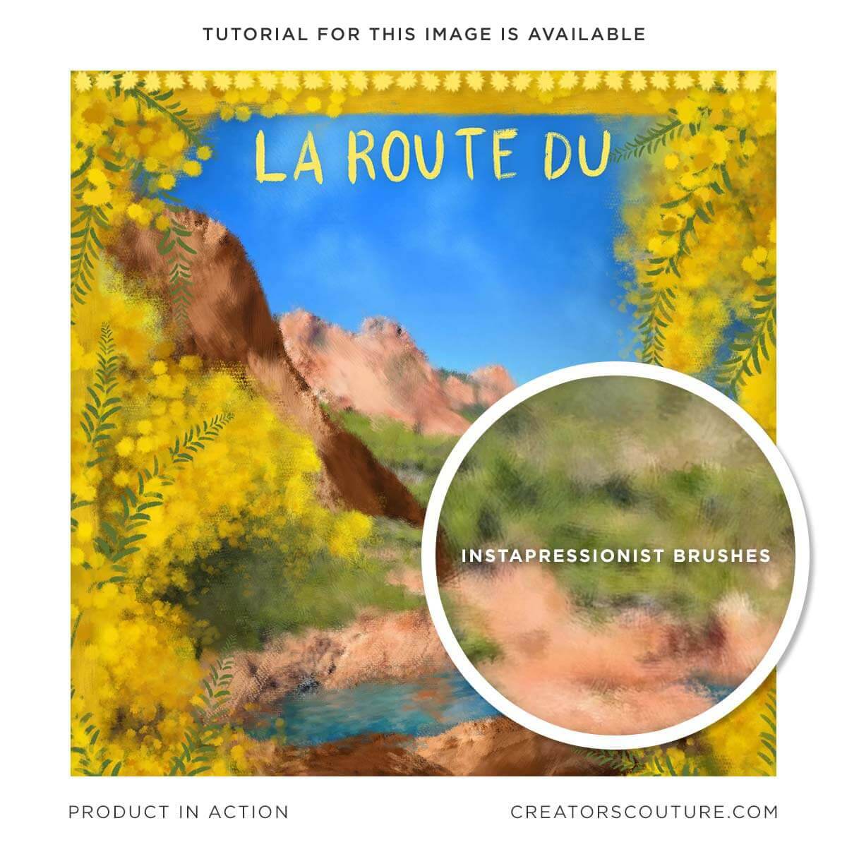 impressionist painting effect photoshop brushes, from photo to painting effect, illustration of 'La route du Mimosa' 