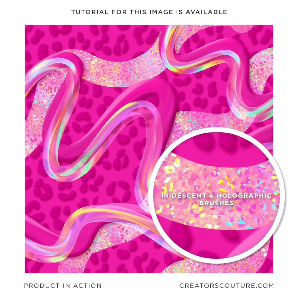 80s style pink and neon digital art background with iridescent and holographic brush strokes created in Photoshop