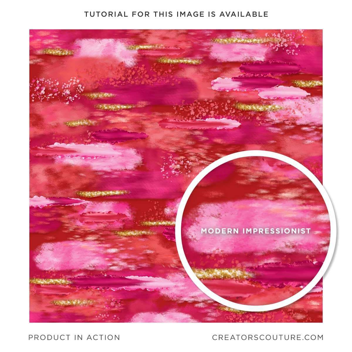 Painterly and abstract, digital background with red and pink color theme, horizontal painted brushstrokes created in Photoshop, close-up of multicolor, Photoshop brush stroke