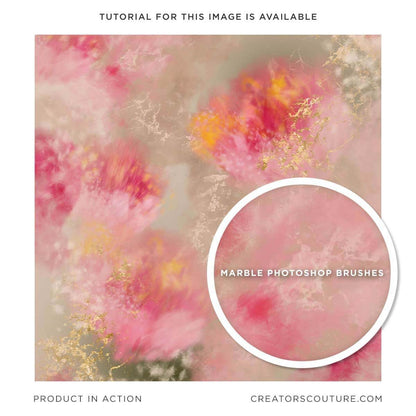 Delicate pink and cream, floral, abstract illustration, close-up on accent with marble Photoshop brushes 