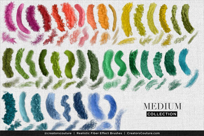 Collection of colorful fiber effect brushes for Photoshop and Procreate digital art - medium collection