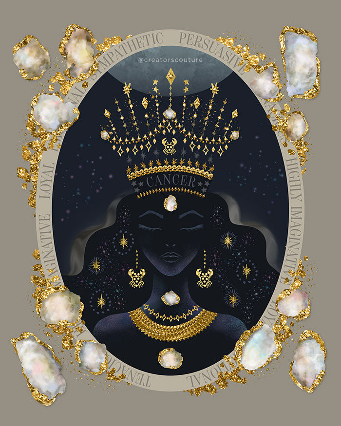 Zodiac Queen | Luxe Birthstone Printable Art | Digital Download