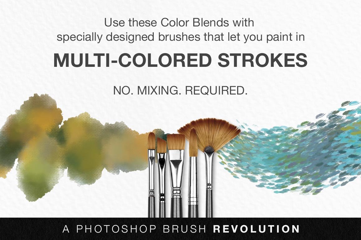 Impressionist Masters Color Blends Palette Collection & Photoshop Brush Sampler, brush stroke demo