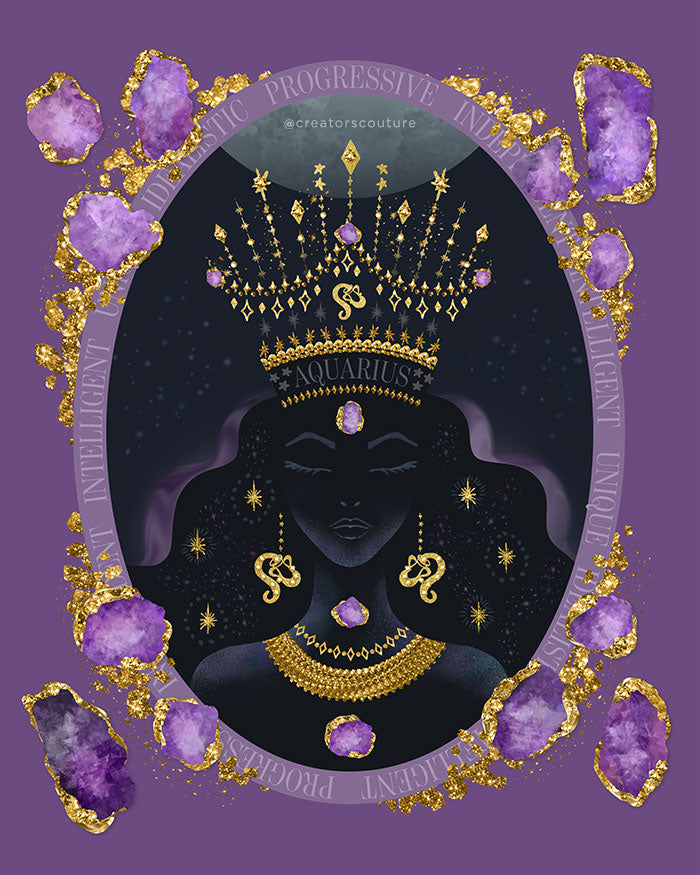 Zodiac Queen | Luxe Birthstone Printable Art | Digital Download