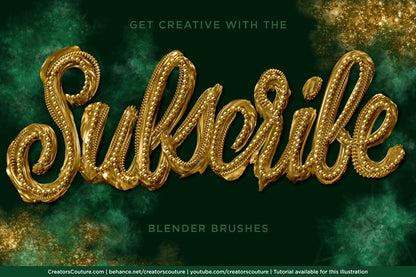 3d gold lettering with melting gold effect, embellished with 3d gold sphere accents created with 3d gold Photoshop brushes