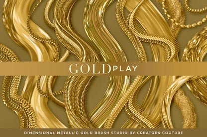 3d metallic gold brush effects in photoshop cover image - gold chain and liquid gold style brushes for Photoshop