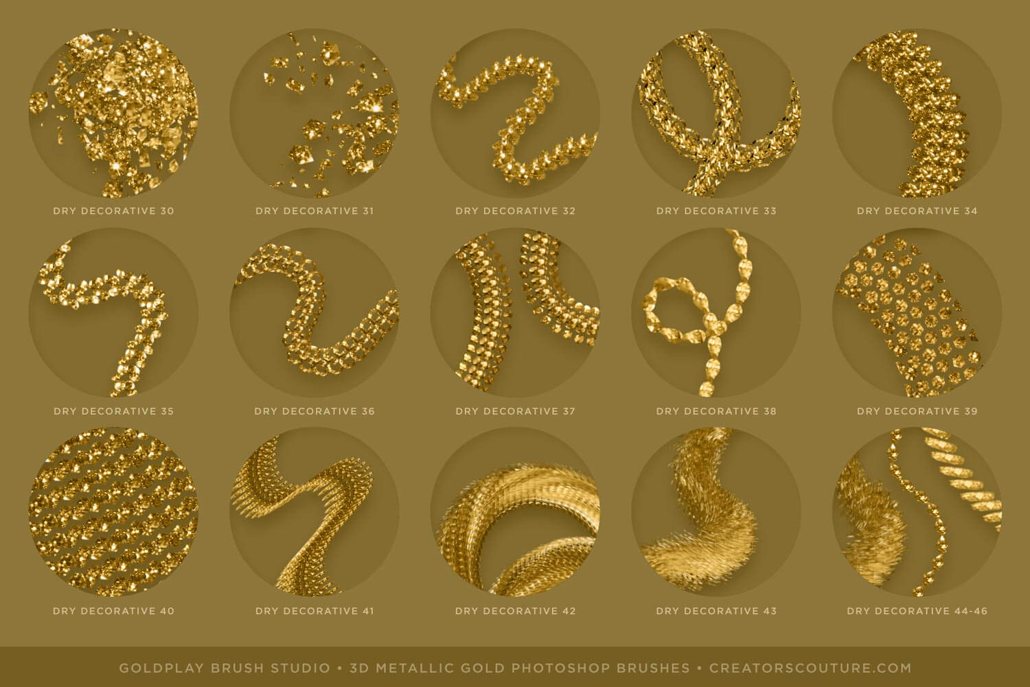 3d chain and textured metallic gold brush strokes chart 4