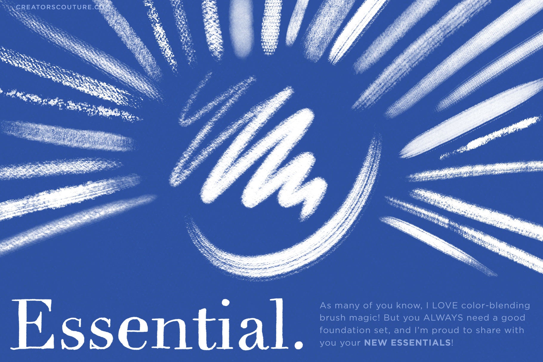 Brushwerk Your New Essential Fashion-Inspired Photoshop Brushes, preview of white textured brush strokes on blue