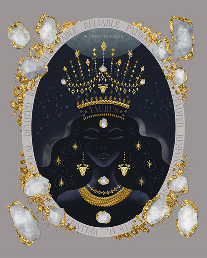 Zodiac Queen | Luxe Birthstone Printable Art | Digital Download