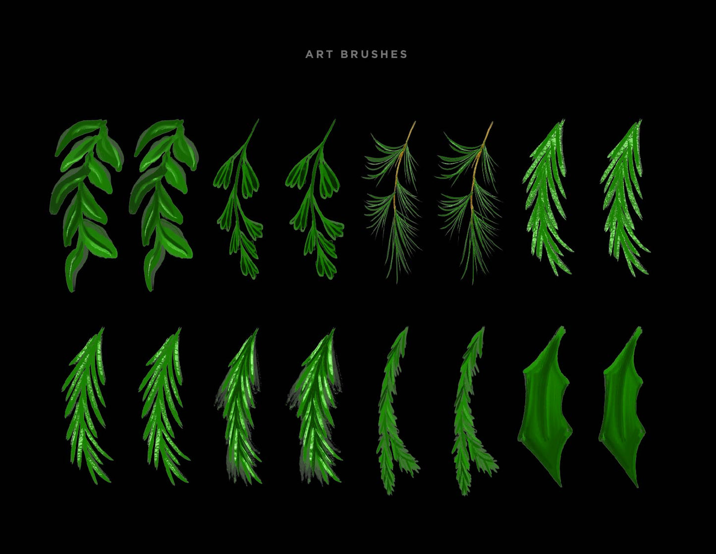 Christmas & Winter Greenery Illustrated Brushes for Adobe Illustrator art brushes on dark background 2