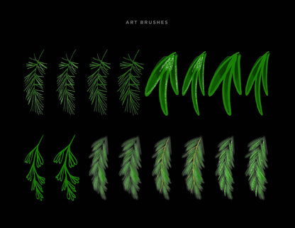 Christmas & Winter Greenery Illustrated Brushes for Adobe Illustrator art brushes on dark background 3