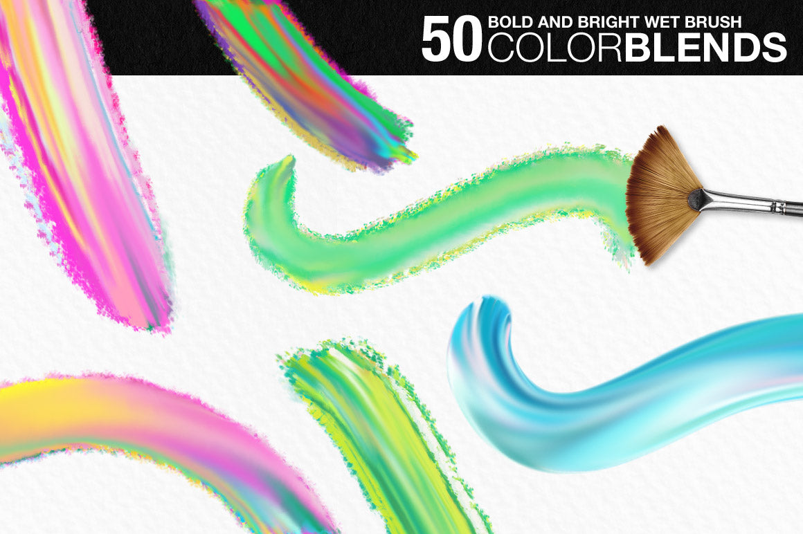 Wet Paint Photoshop Color-Blending Mixer Brushes, 50 tropical color blends
