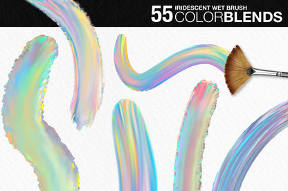 Wet Paint Photoshop Color-Blending Mixer Brushes, 55 iridescent and holographic color blends