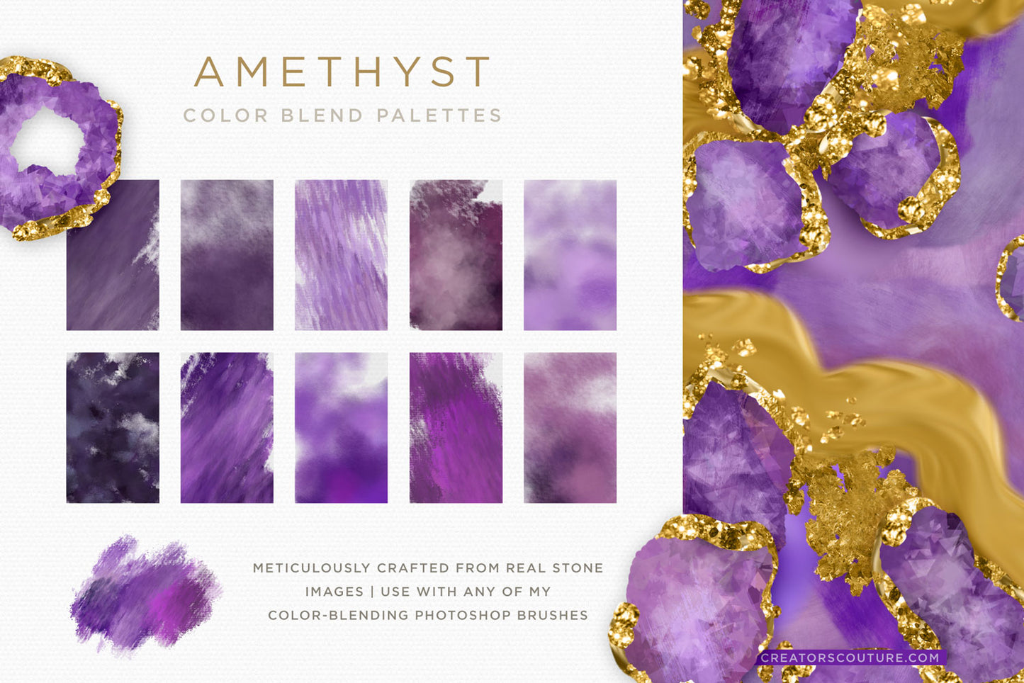 Gem, Crystal, & Birthstone Photoshop Brush Studio & Color Palettes