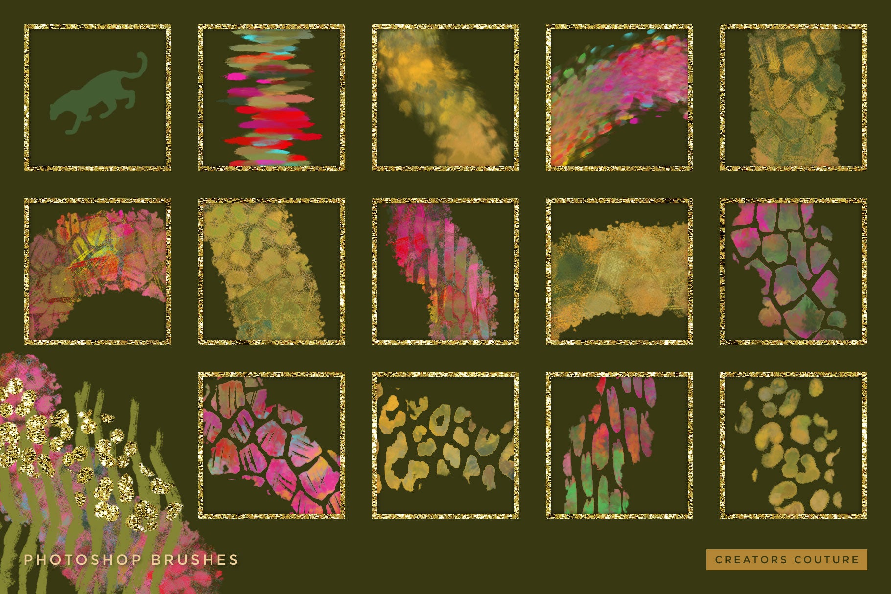 Exotic Leopard & Animal Print Color-Blending & Stamp Photoshop Brushes, brush previews 2