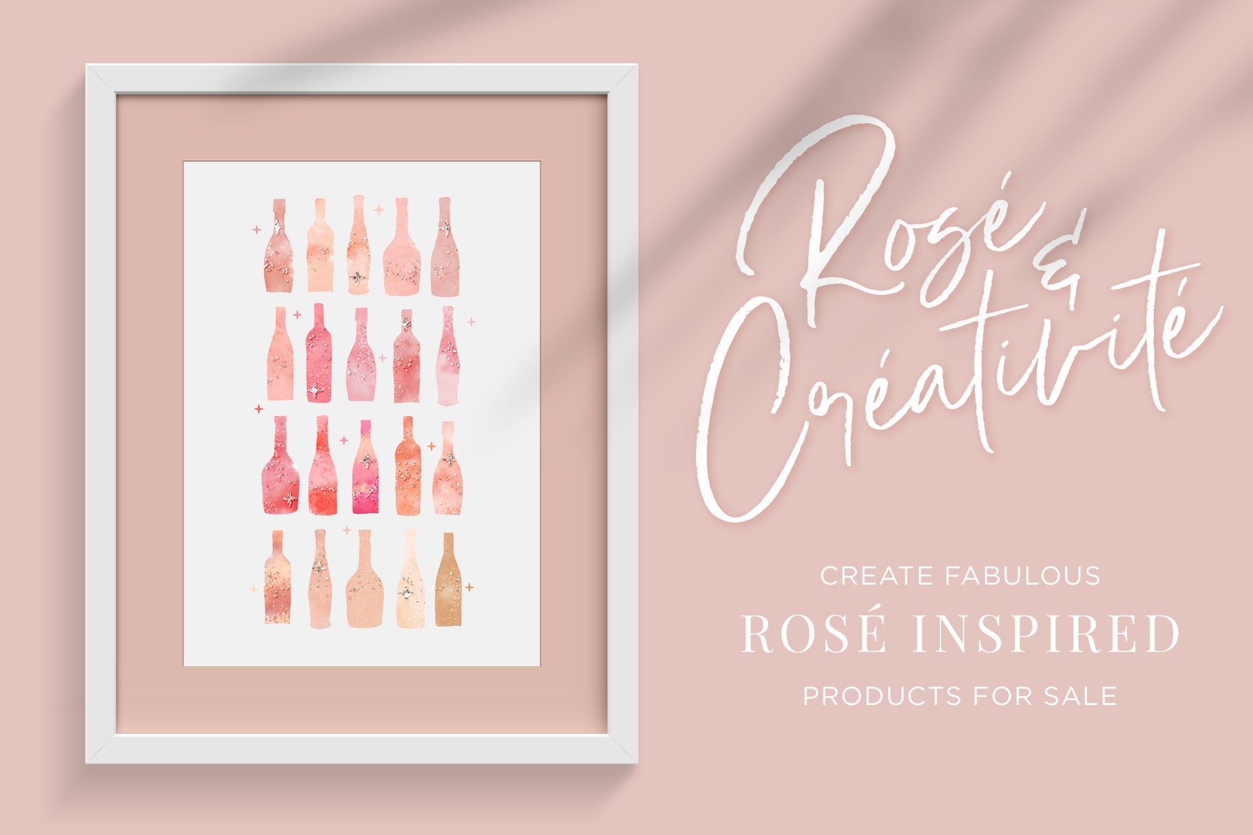 Rosé wine themed Color Palette & Color-Blending Brush Collection, sample artwork