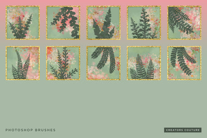 Hand-drawn Tropical Vine & Leaf Photoshop Pattern Brushes, brush previews 3