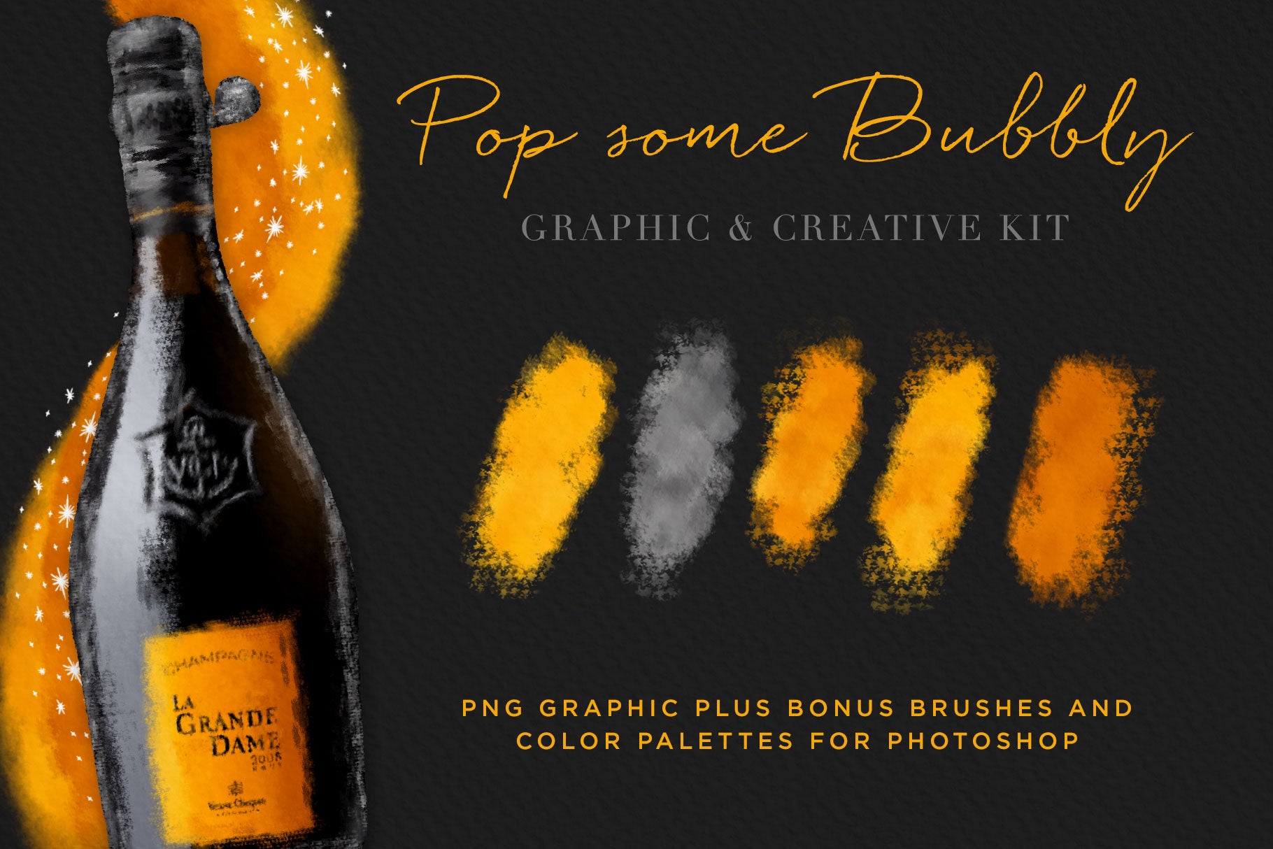 Luxe Champagne Graphic Illustration + Creative Kit - Creators Couture