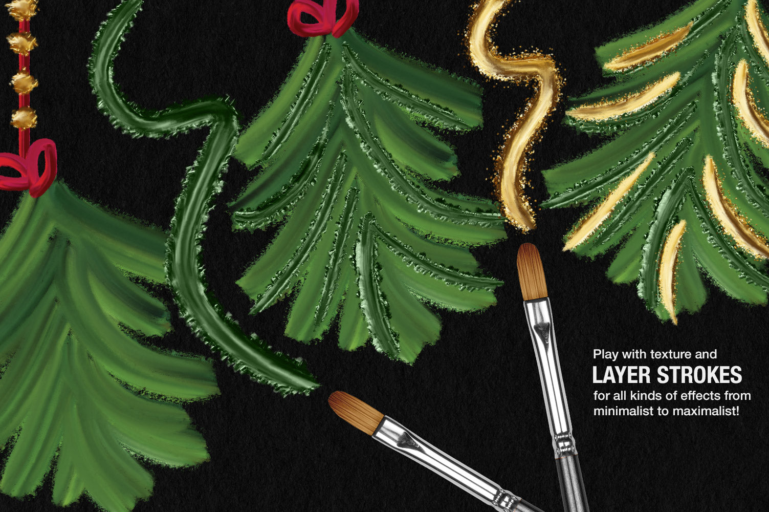 Wet Paint Photoshop Color-Blending Mixer Brushes, christmas illustration example