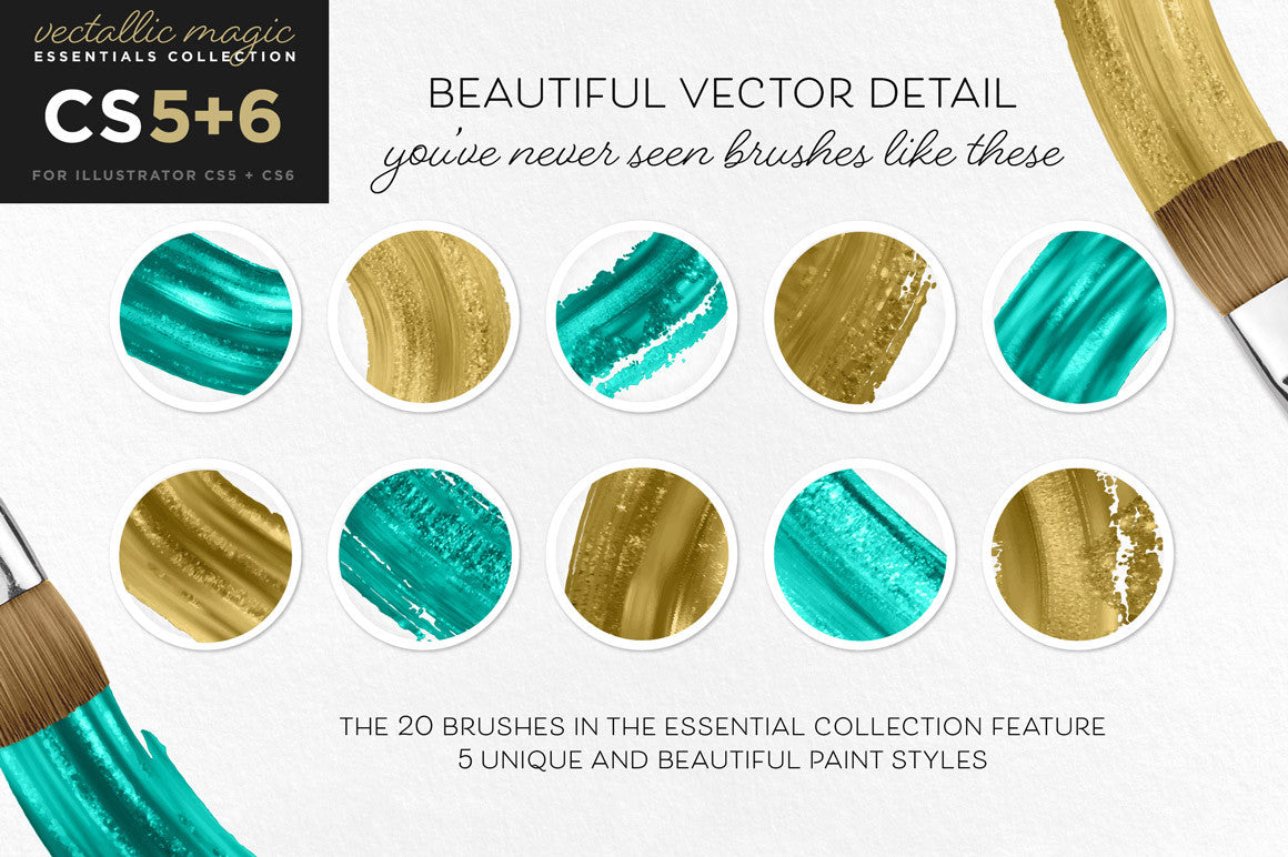 Vectallic Magic CS5+ Illustrator Brushes: The Essentials Collection - Creators Couture