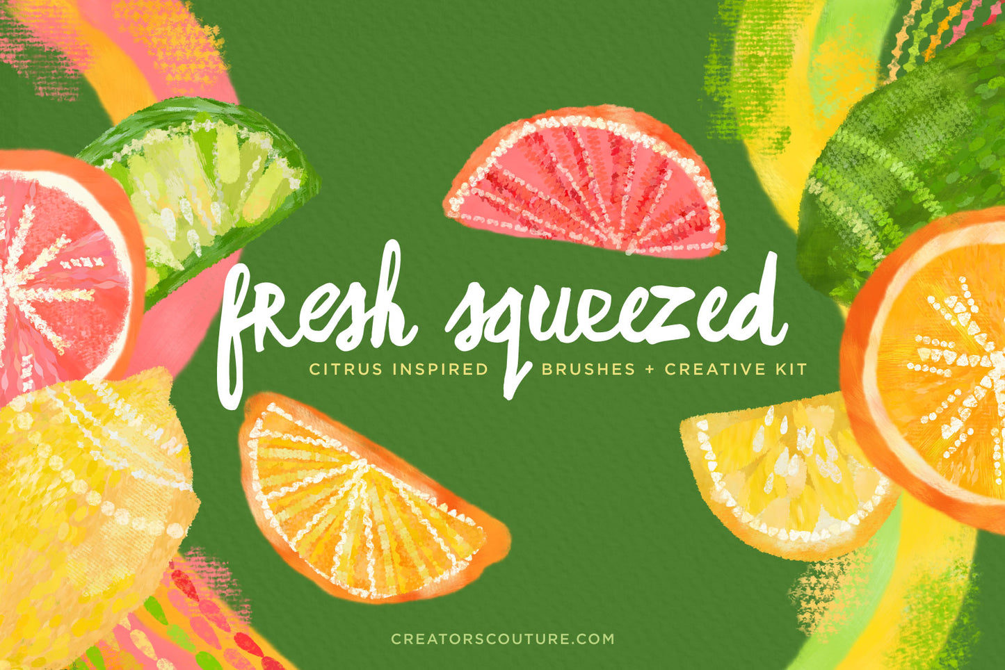 Citrus Illustration & Pattern Photoshop Brush & Color Palette Studio, citrus illustration preview