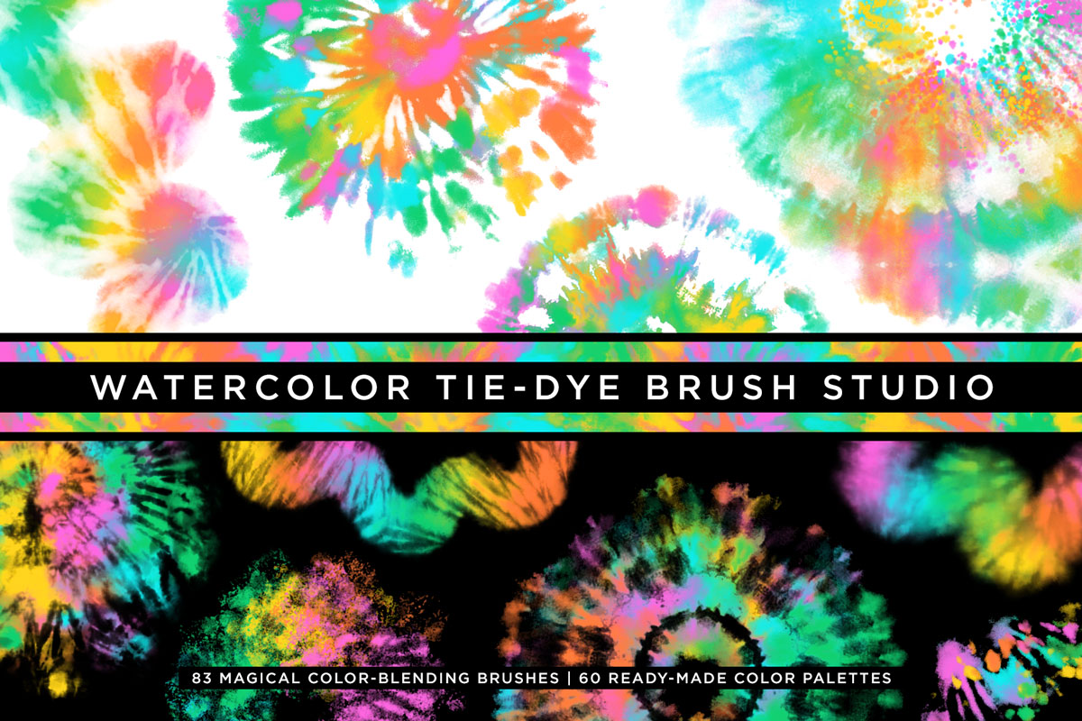 tie-dye multi-color photoshop brushes cover image