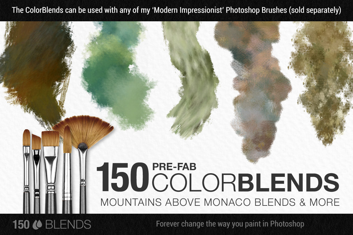 Colors of the Côte d'Azur Impressionist Photoshop Brush Color Palettes, mountains above monaco blends