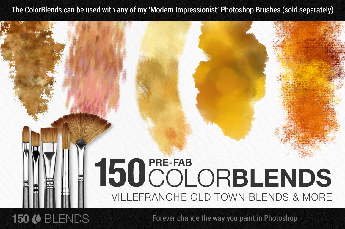 Colors of the Côte d'Azur Impressionist Photoshop Brush Color Palettes, villefranche old town blends