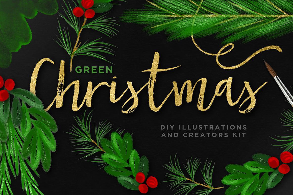 Shimmery Christmas Greenery & Luxe Wreath Illustrations cover image