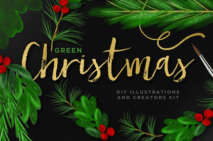 Shimmery Christmas Greenery & Luxe Wreath Illustrations cover image