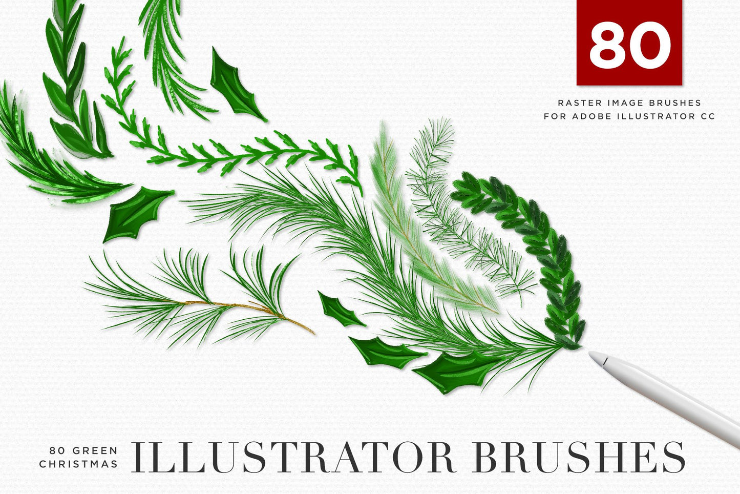 Christmas & Winter Greenery Illustrated Brushes for Adobe Illustrator cover image