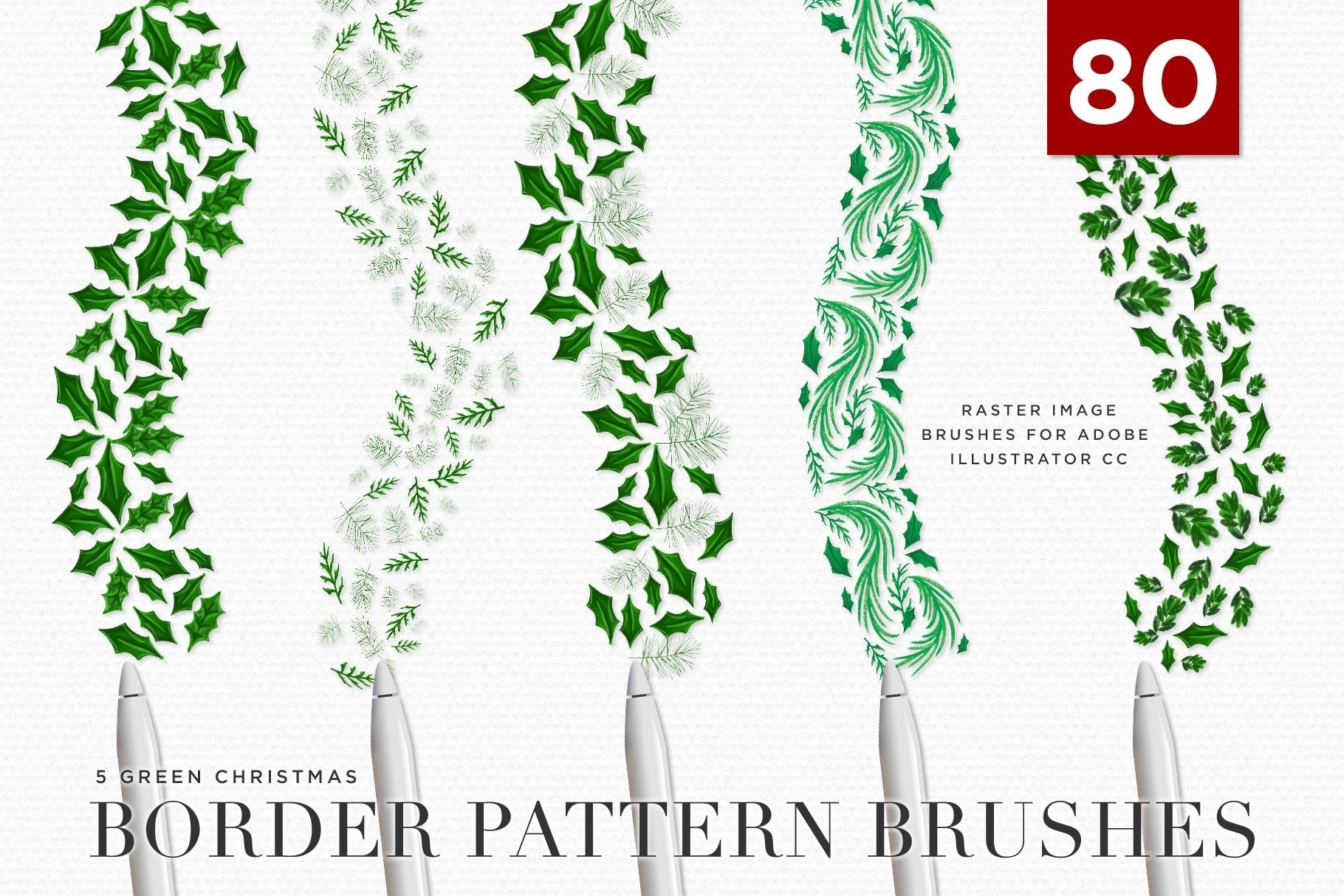Christmas & Winter Greenery Illustrated Brushes for Adobe Illustrator border brushes