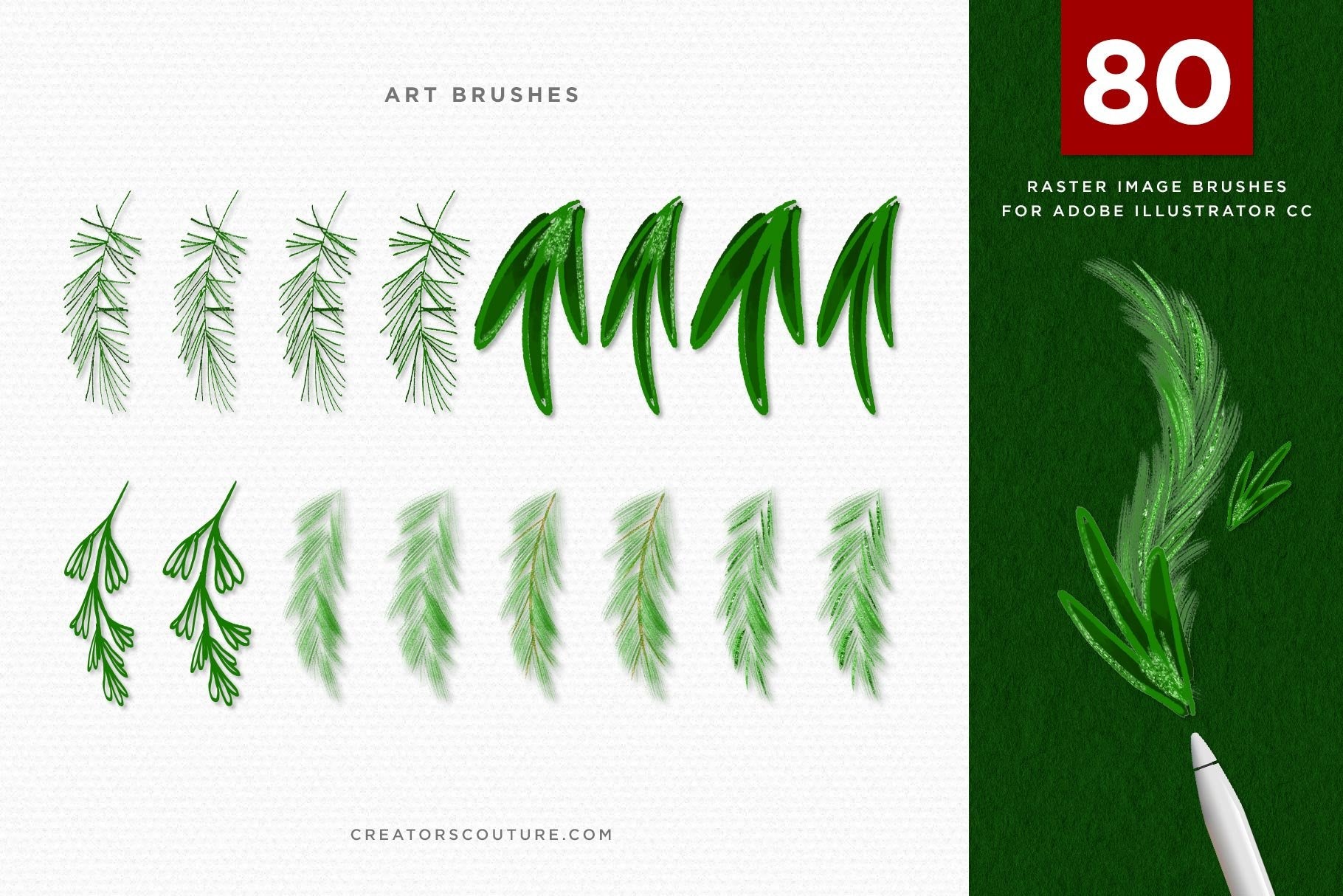 Christmas & Winter Greenery Illustrated Brushes for Adobe Illustrator art brushes 2
