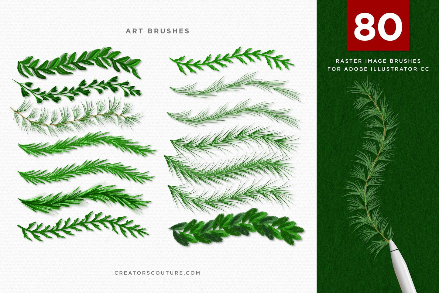 Christmas & Winter Greenery Illustrated Brushes for Adobe Illustrator pattern brushes