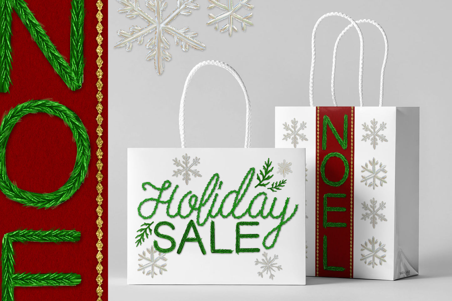 Luxe Christmas & Holiday Greenery Alphabets: holiday packaging design