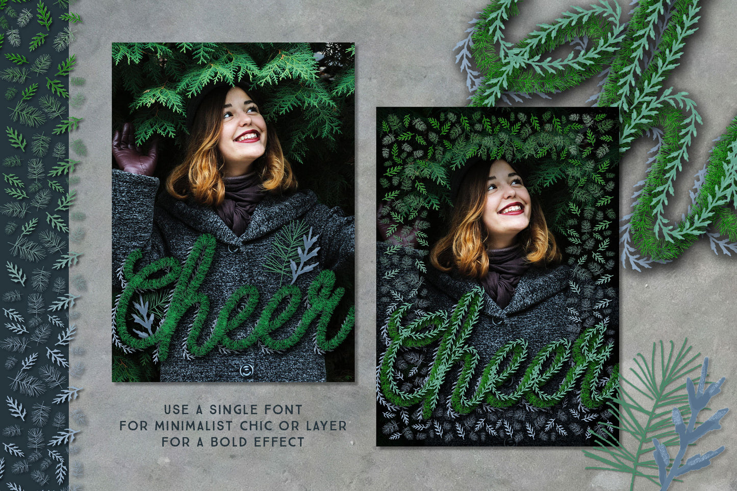 Luxe Christmas & Holiday Greenery Alphabets: holiday cheer greeting card design