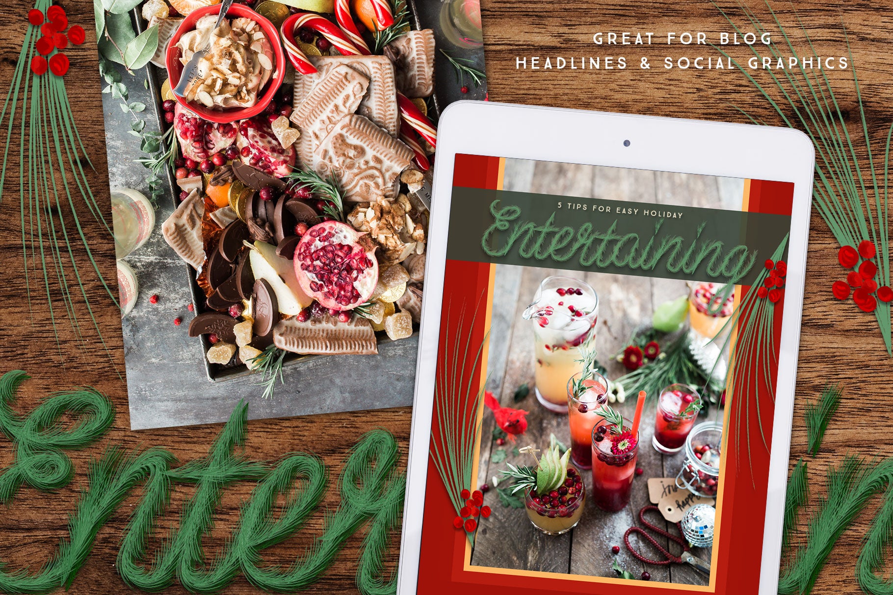 Luxe Christmas & Holiday Greenery Alphabets: use for headlines and social graphics