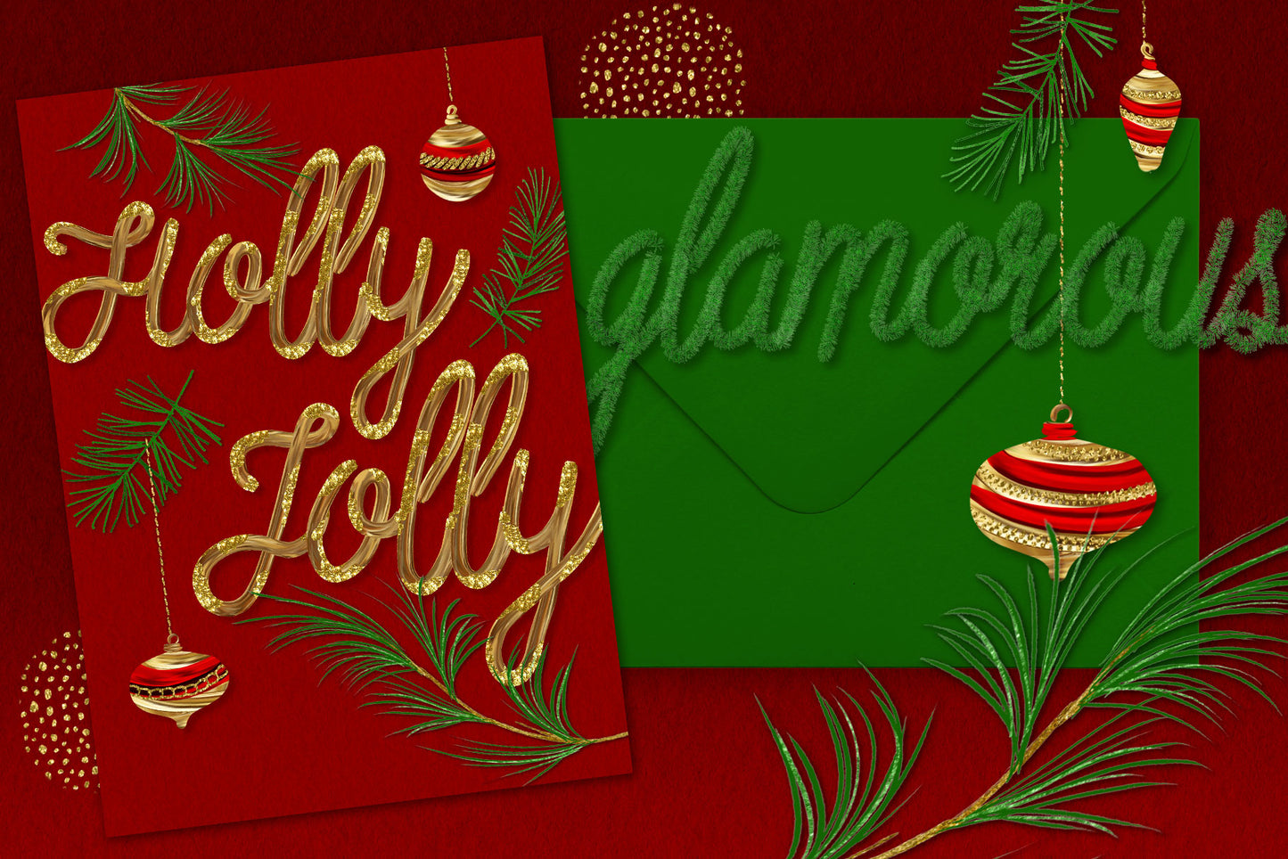 Luxe Christmas & Holiday Greenery Alphabets: holiday card design