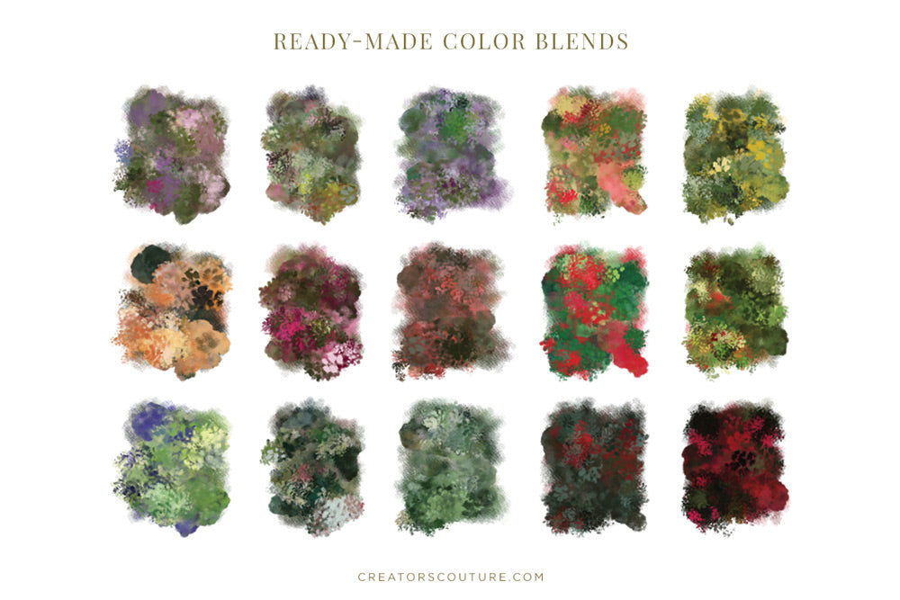 floral and foliage photoshop brushes for wed ding and feminine designs color palettes 2