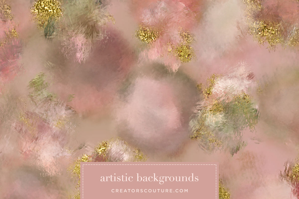 Abstract Watercolor Floral & Painted Tulle Digital Papers, delicate pink and mint green