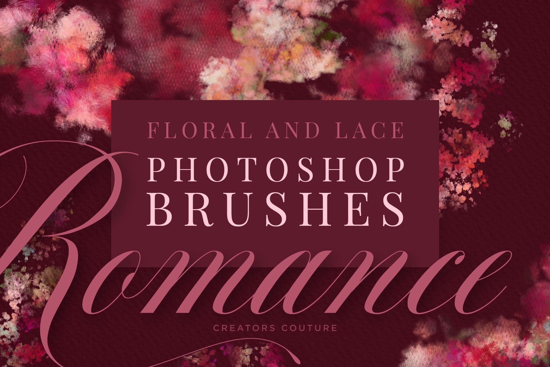 floral and lace wedding and feminine brushes for photoshop cover image