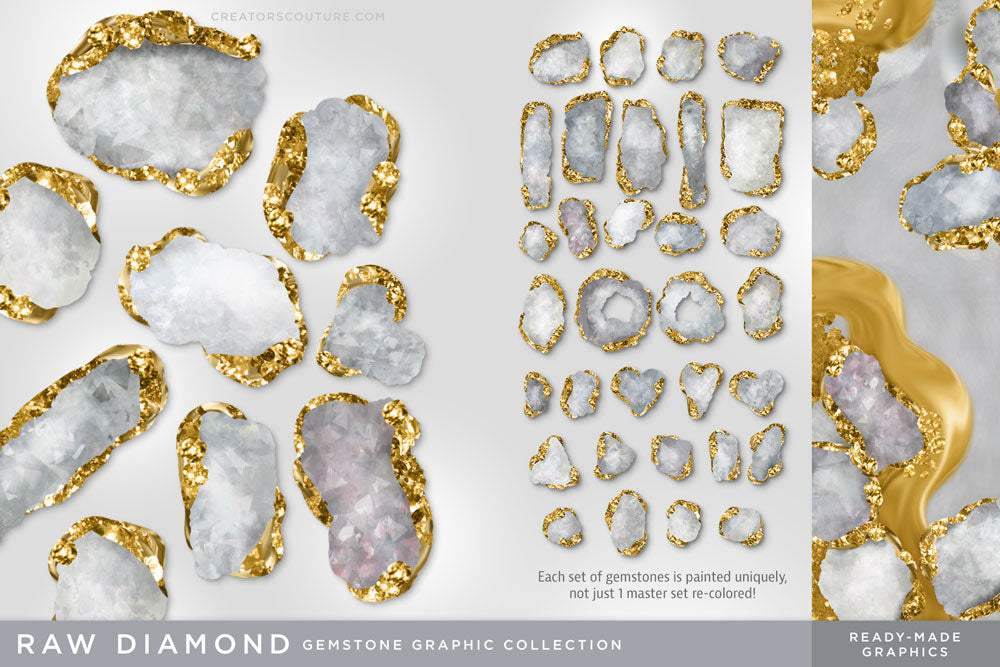 Luxe Illustrated Gemstones: Jewel, Crystal, Birthstone, & Gem Artwork