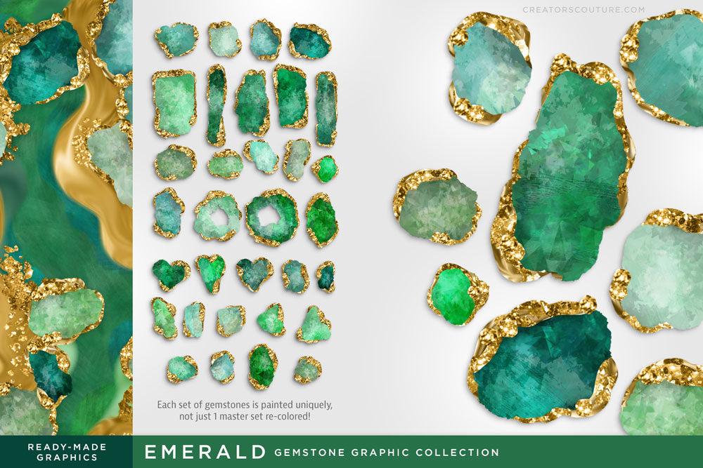 Luxe Illustrated Gemstones: Jewel, Crystal, Birthstone, & Gem Artwork