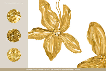 metallic gold flower accented with gold textures