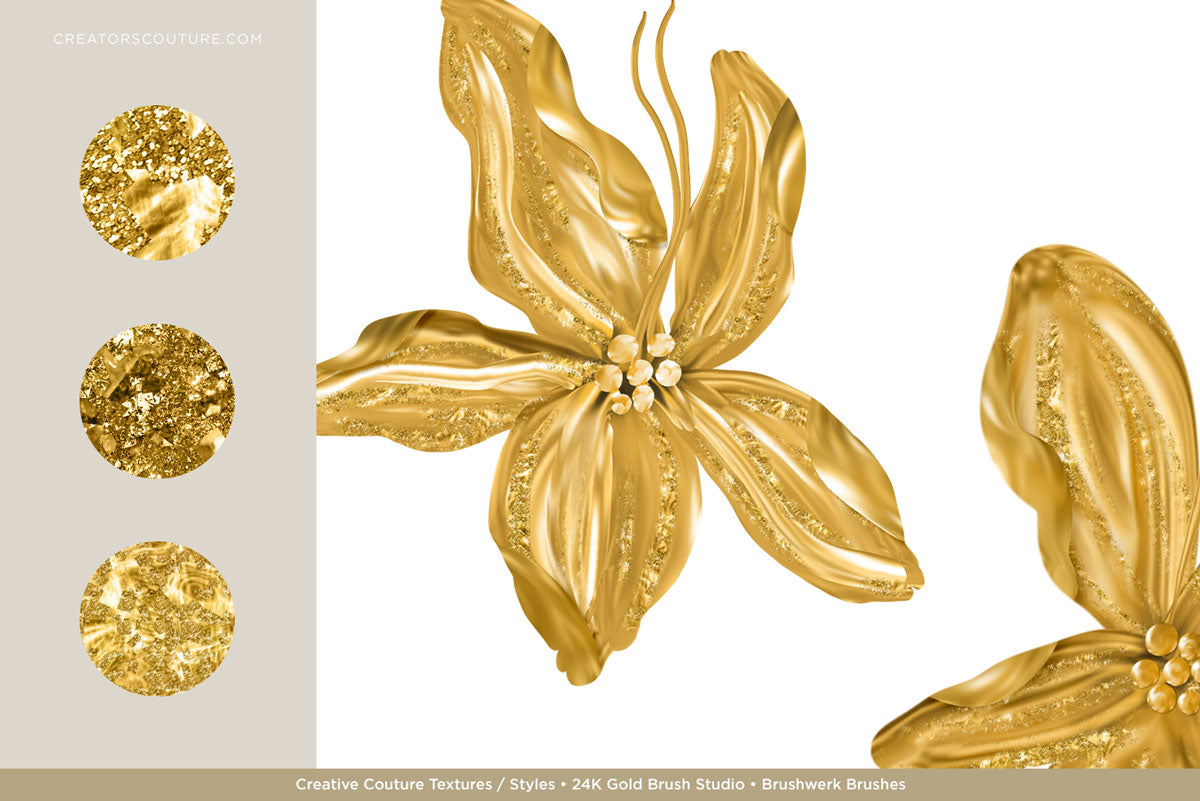 metallic gold flower accented with gold textures