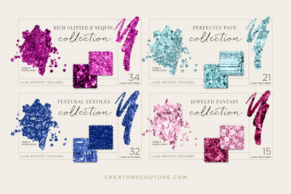chart of glitter jewel textile and pave digital textures